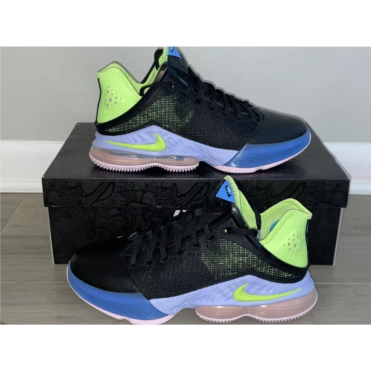 Nike Lebron 19 Basketball Shoes Black Ghost Green-purple DO9829-001 Size 8.5