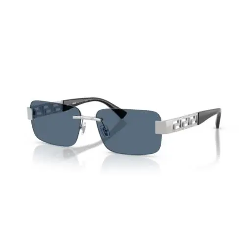 0VE2298 100180 Silver/dark Blue Rimless 58mm Men`s Sunglasses by Versace