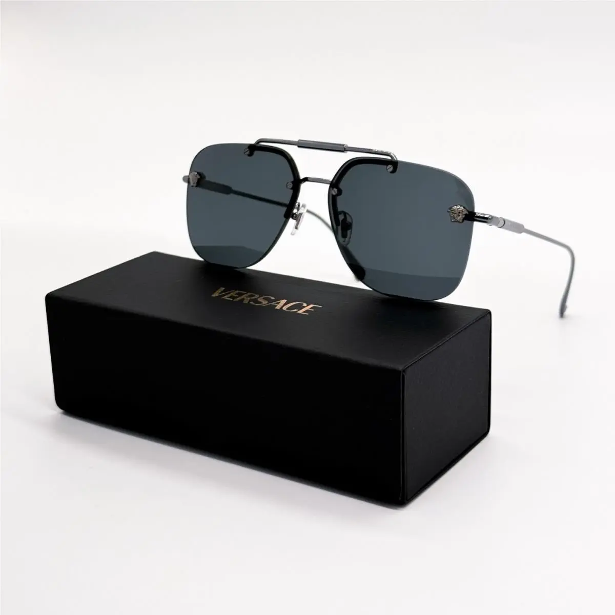 Versace Verasce VE2296 100187 Unisex Gray Silver Pilot Frame Unisex Sunglasses