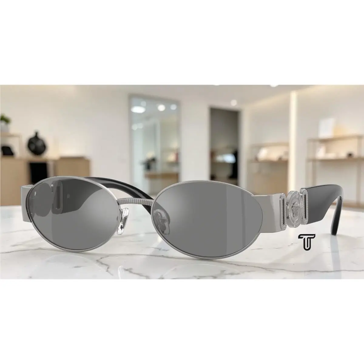 VE2299 10016G Gunmetal Grey Mirror Silver 56 mm Men`s Sunglasses by Versace