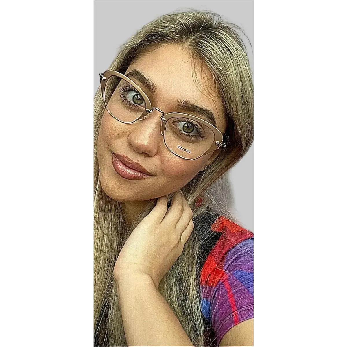 Miu Miu Vmu 3O50 50mm Gold Cat Eye Oversized Women`s Eyeglasses Frame