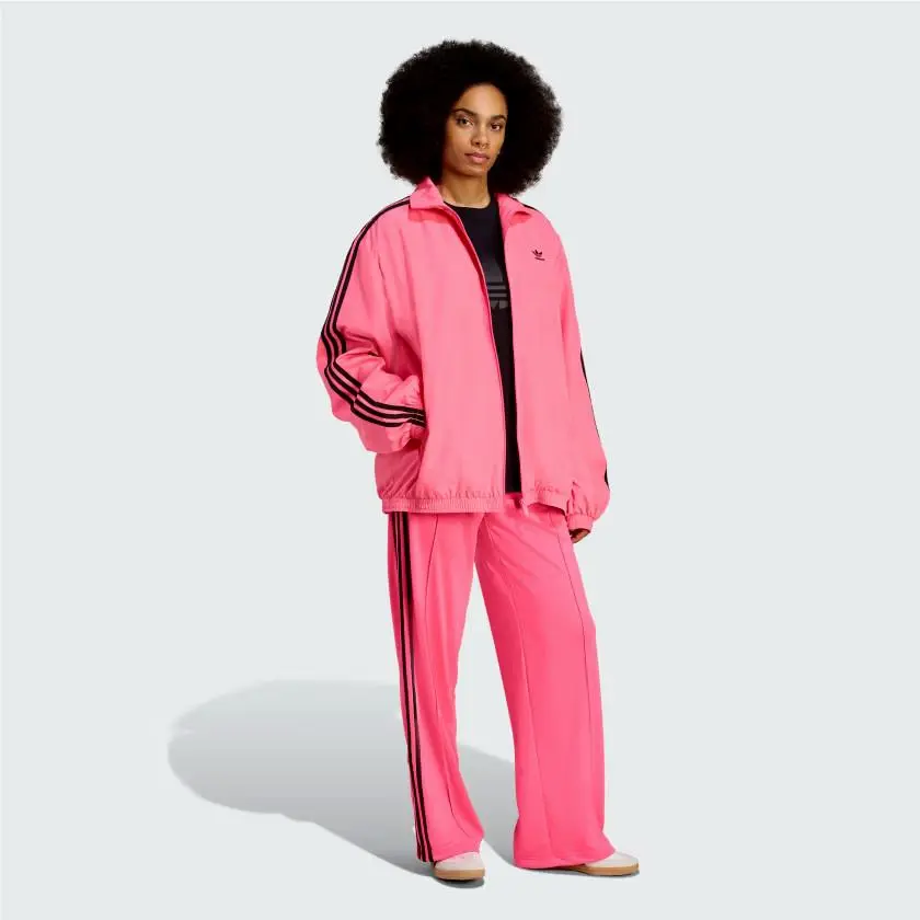 Adidas Originals Women`s L Adilenium Lucid Pink/black Oversized Track Top Jacket