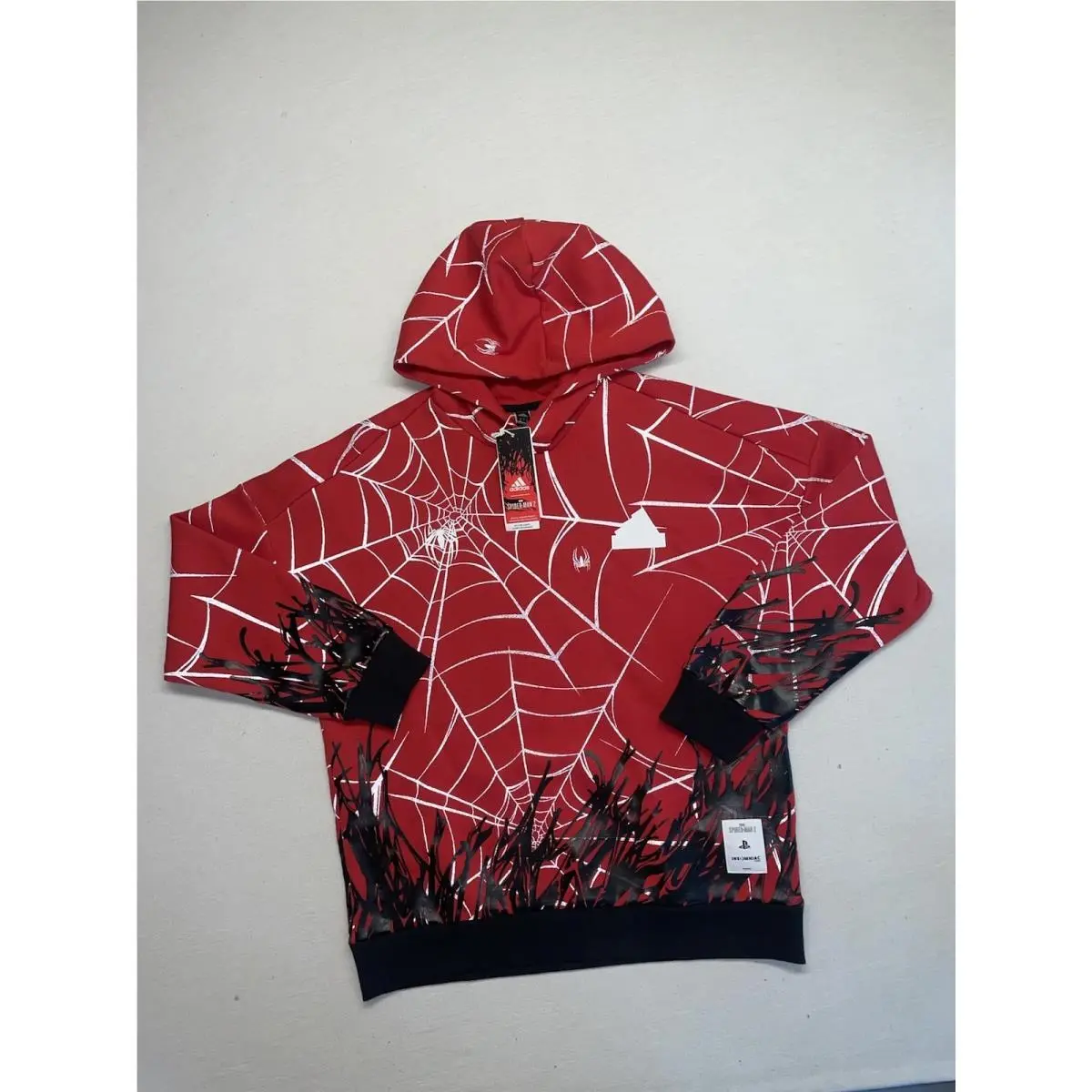 Adidas x Marvel Spiderman 2 Promo Hoodie Youth L Oversized Fits Men S Read
