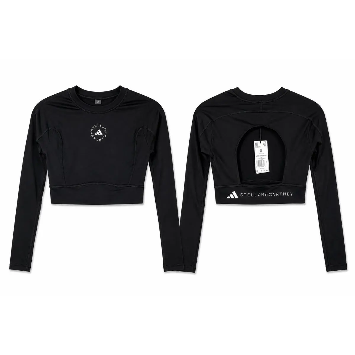 by Stella Mccartney Crop Top Small Black Open Back Training by Adidas