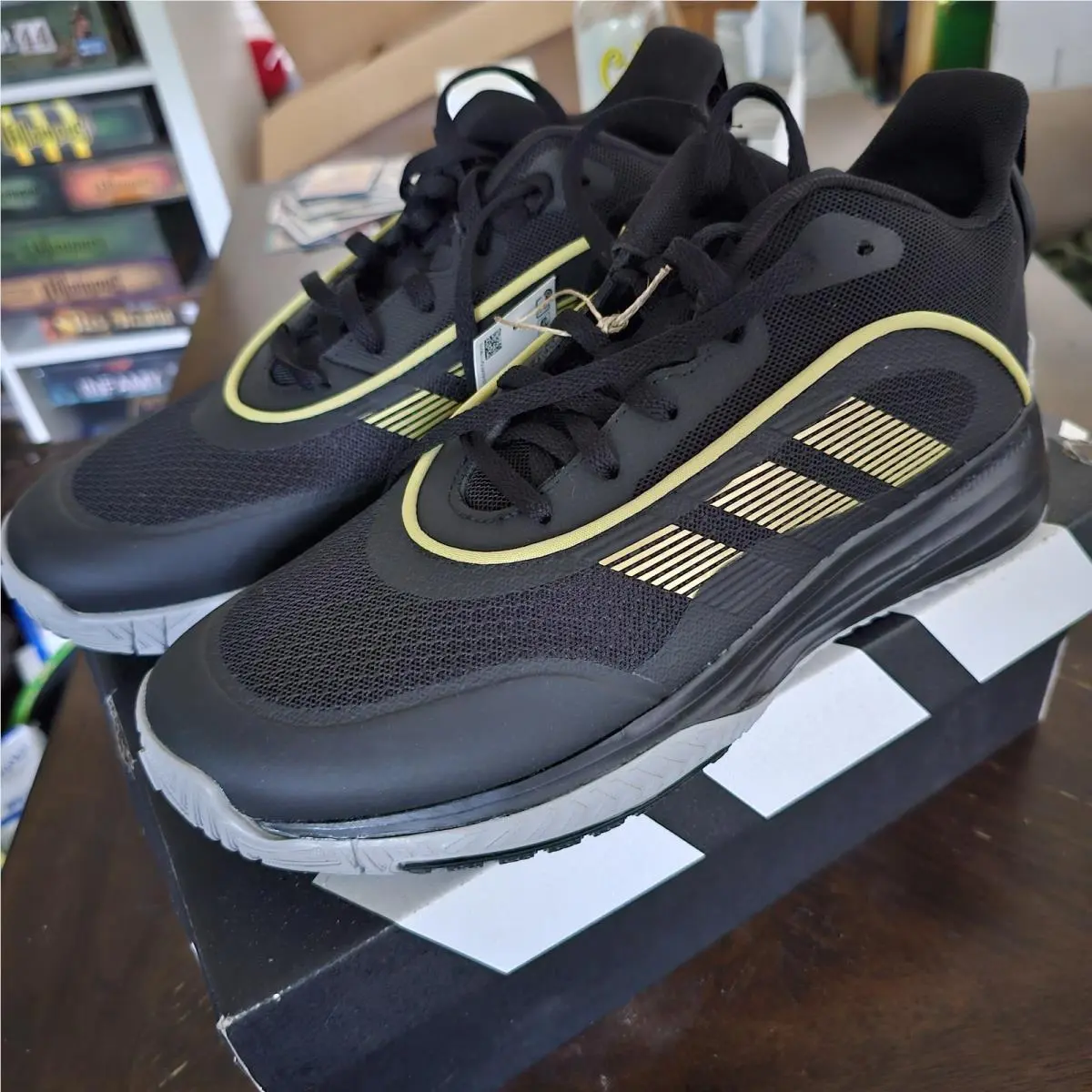 Mens Adidas Own The Game 3 Size 8 Black Gold Metallic Mesh Shoes