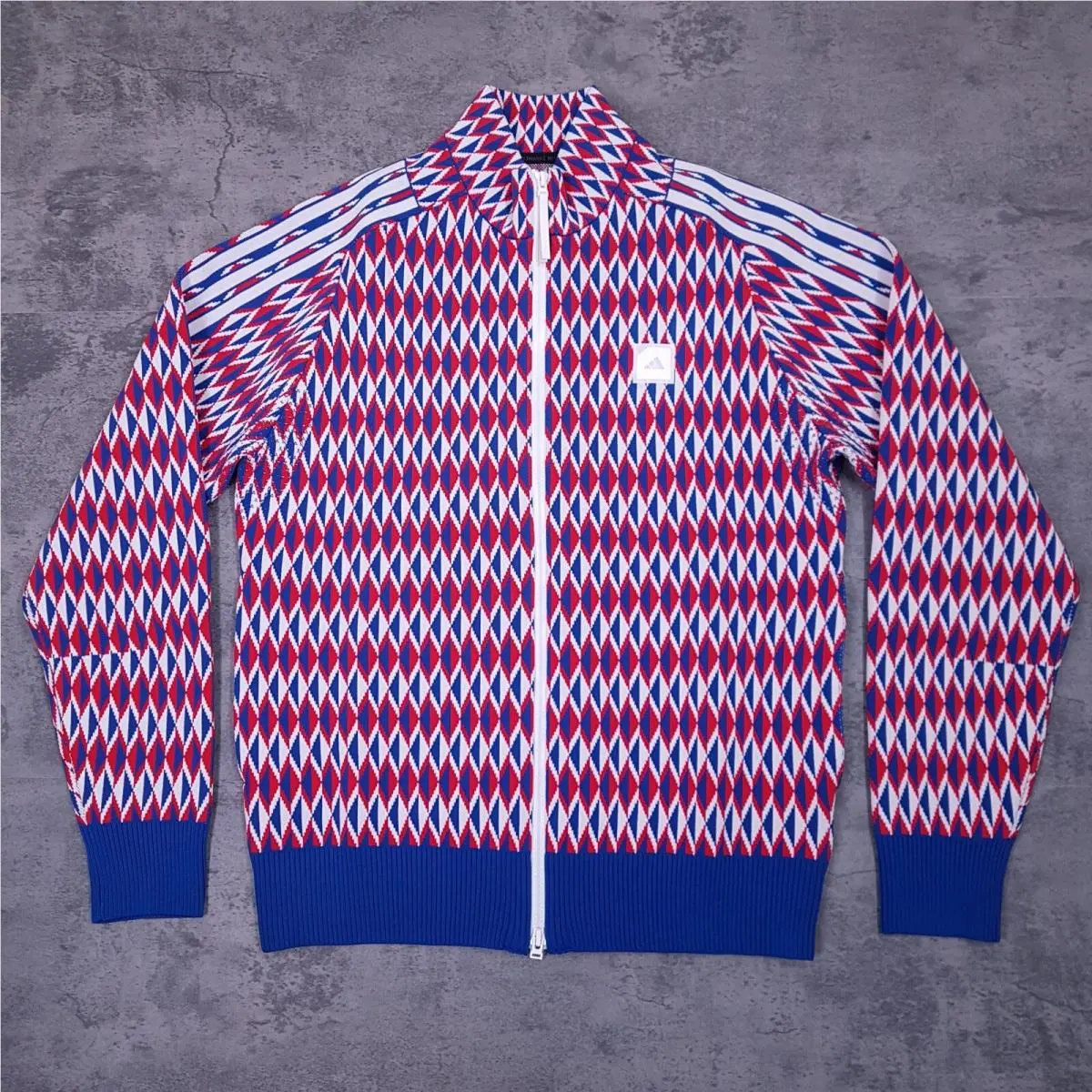 Adidas Adicross Primeknit Full Zip Golf Jacket Mens Size Small Blue Red Rare