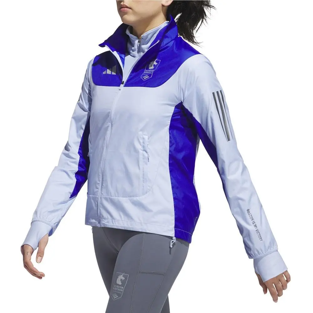 Adidas clothing - adidas Boston Marathon 2025 Own The Run Celebration Full Zip Jack - JN3002 - Blue (UPC: 196476420470) 1