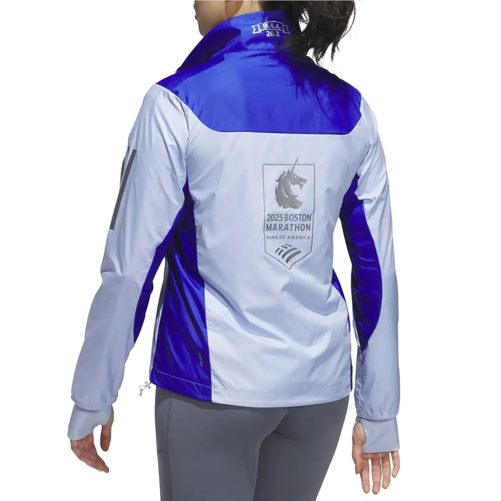 Adidas clothing - adidas Boston Marathon 2025 Own The Run Celebration Full Zip Jack - JN3002 - Blue (UPC: 196476420470) 2