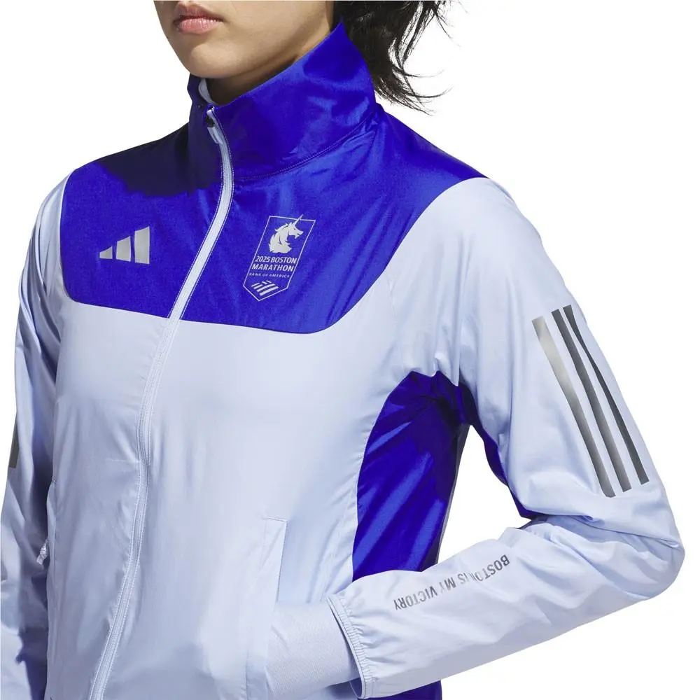 Adidas clothing - adidas Boston Marathon 2025 Own The Run Celebration Full Zip Jack - JN3002 - Blue (UPC: 196476420470) 4