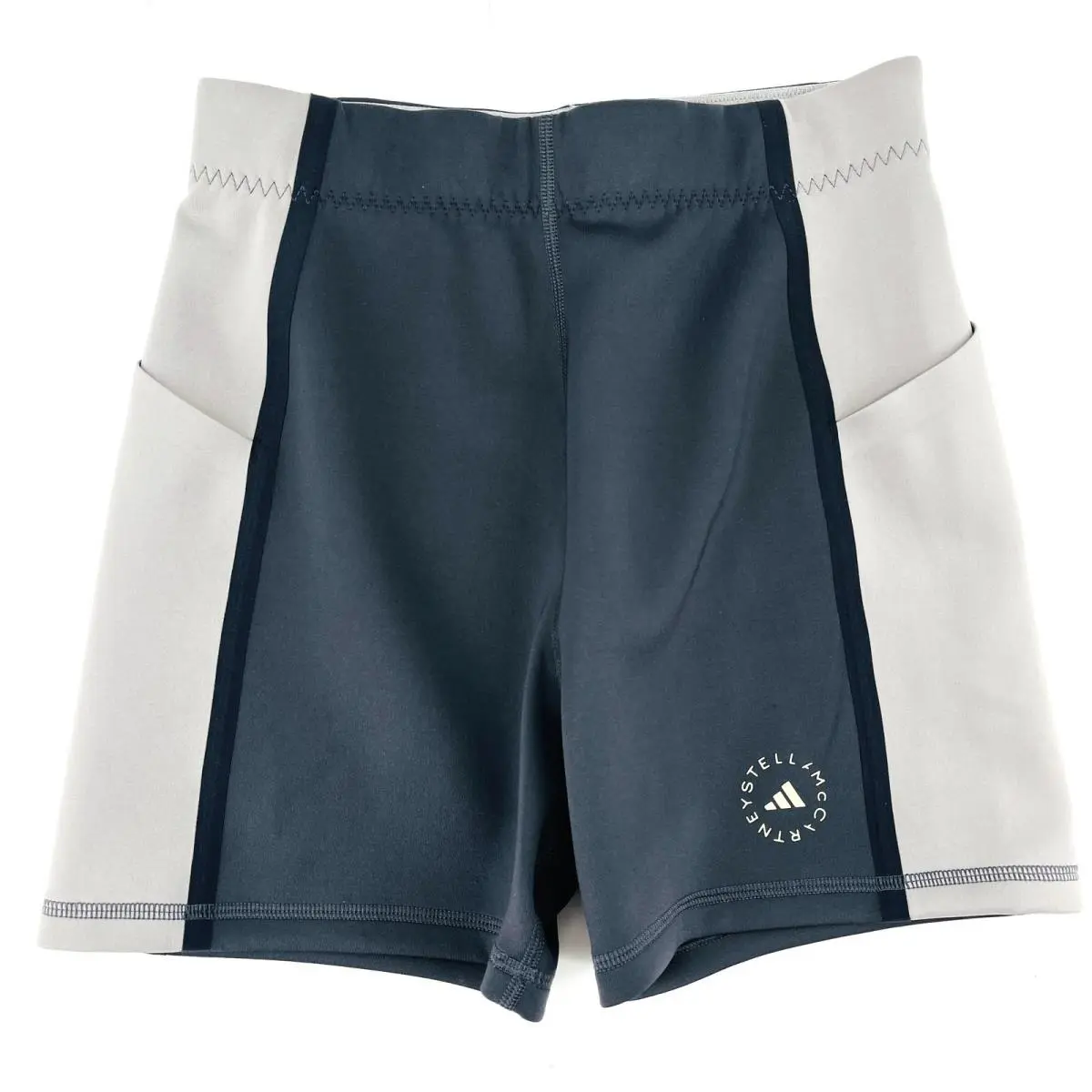 Adidas X Stella Mccartney Two Tone Bike Shorts Sz XS Black Gray High Waist