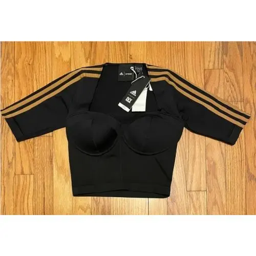 Adidas x Ivy Park Circular Knit Crop Top Drip Beyonce Corset Black M