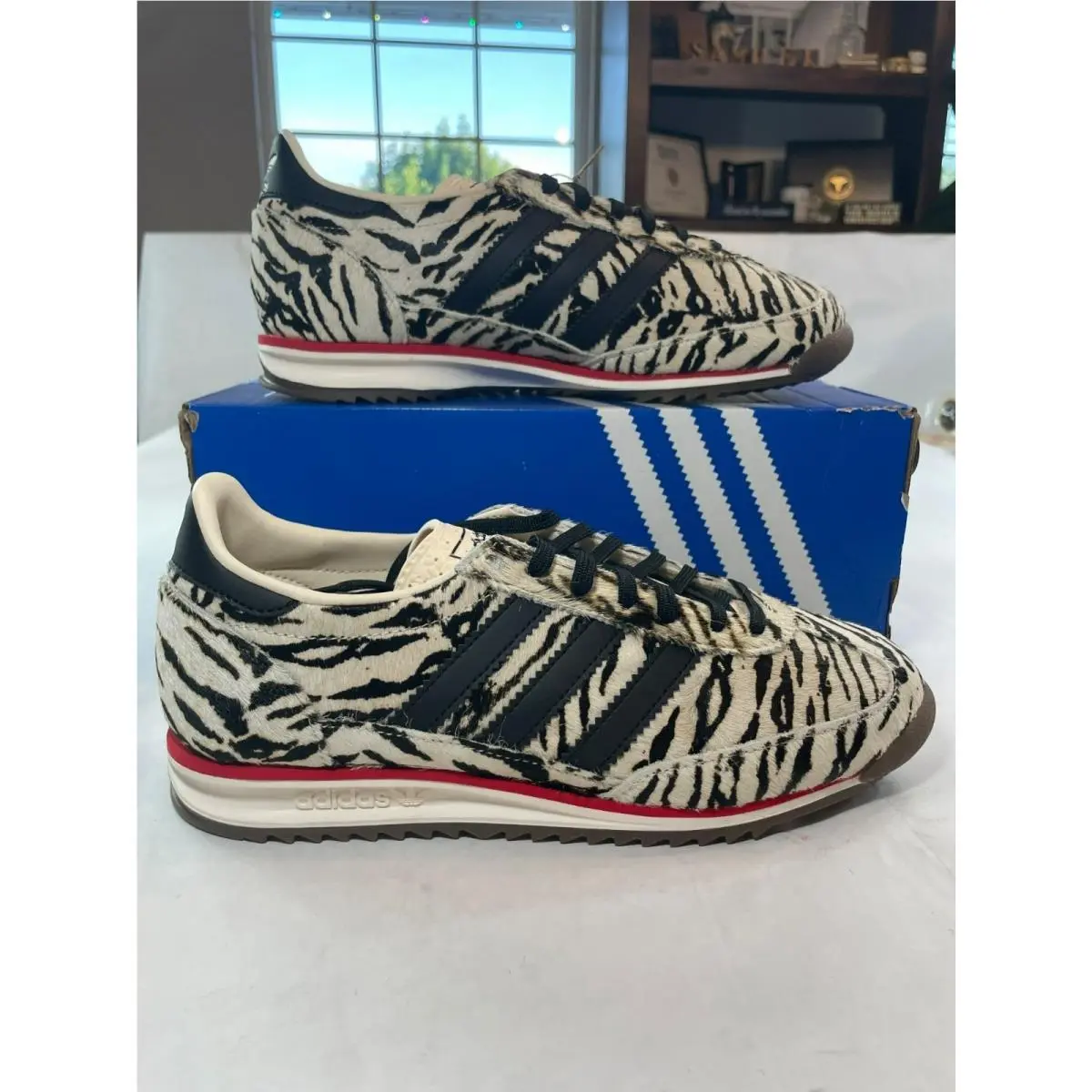 Adidas SL 72 OG W Zebra Print Sneakers Black/white Women`s Size 8