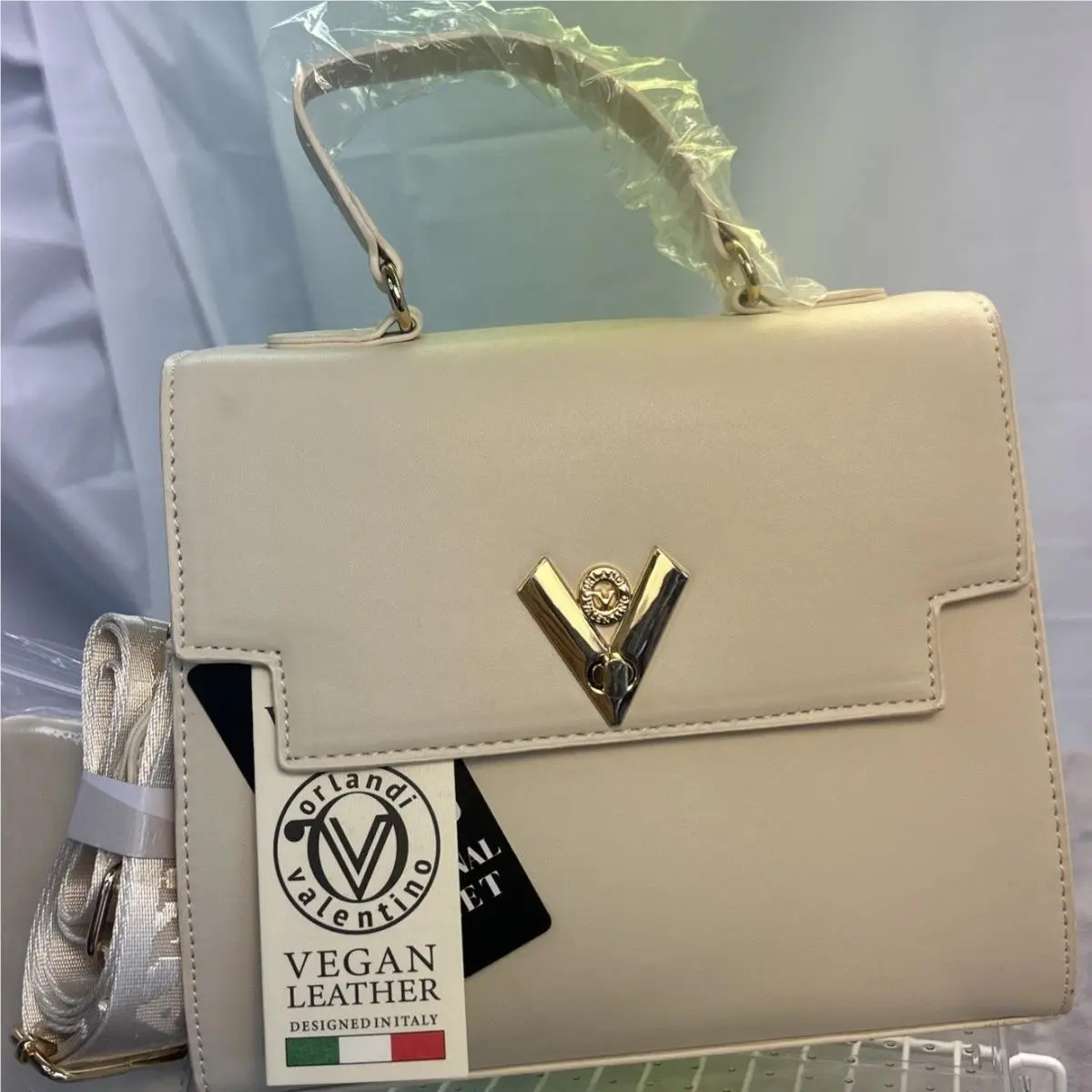 Valentino Orlandi Bone Leather Satchel Tote Shoulder Crossbody Bag w Wallet Set