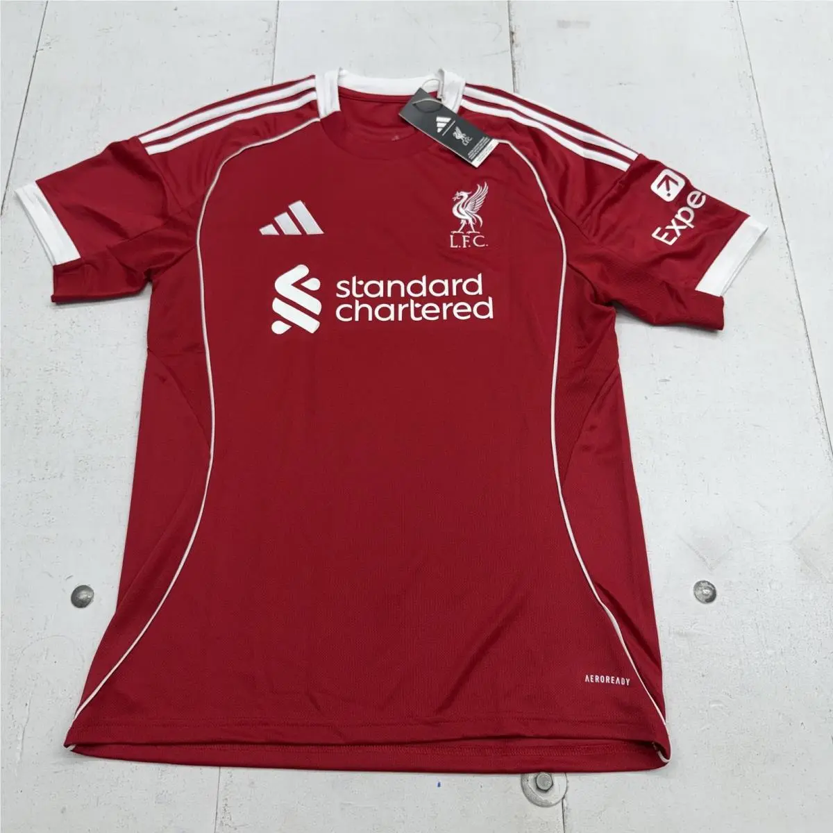 Liverpool FC Jersey Mens Medium Red Home Premier League Soccer Football  by Adidas