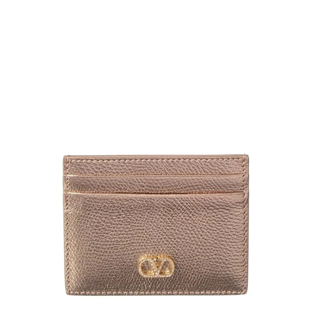 Valentino Vlogo Signature Leather Card Case Women`s Metallic