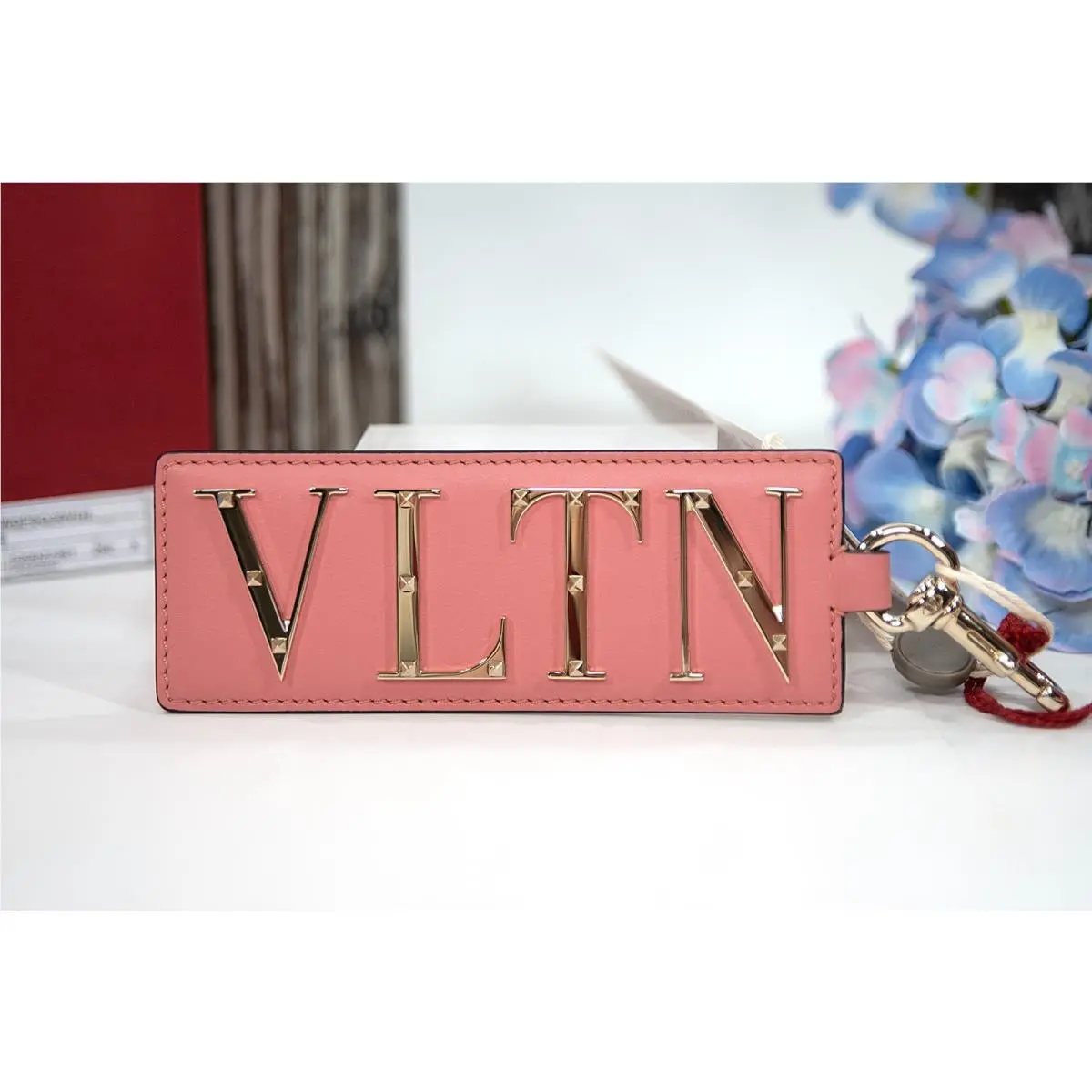 Valentino Garavani Rockstud Vltn Pink Leather Large Bag Charm Keycha