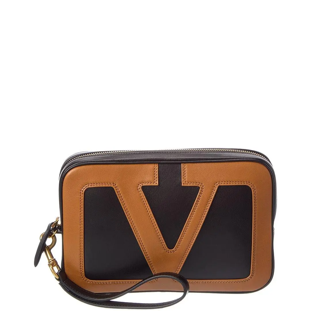 Valentino Logo Leather Crossbody Men`s Brown Os