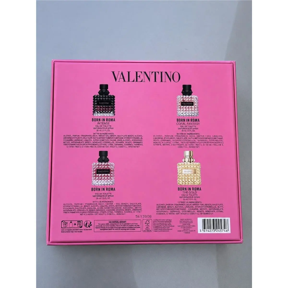 Born in Roma Perfume Gift Set 4 Piece Mini Travel Spray Box by Valentino