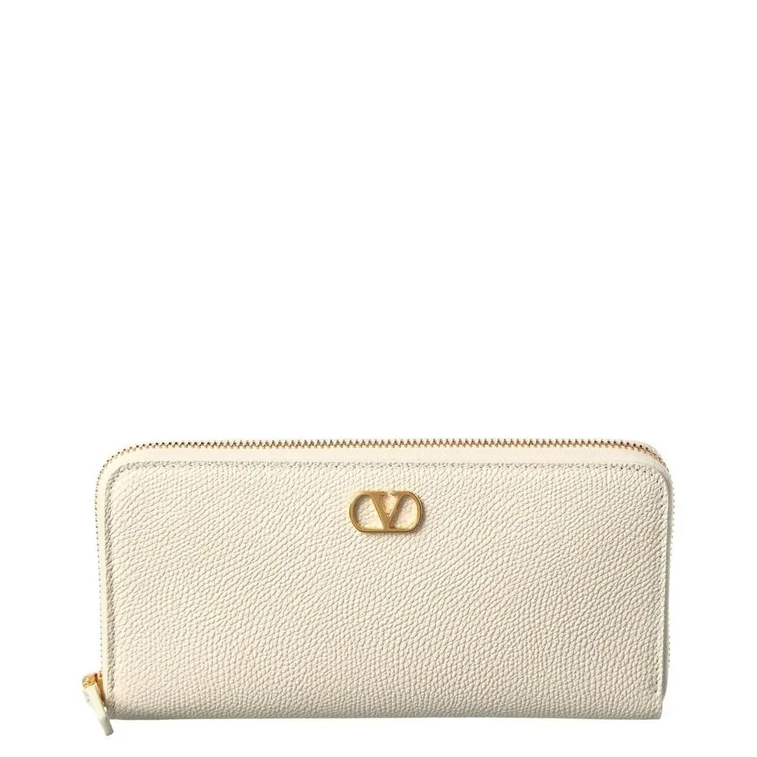 Valentino Vlogo Leather Ziparound Wallet Women`s White