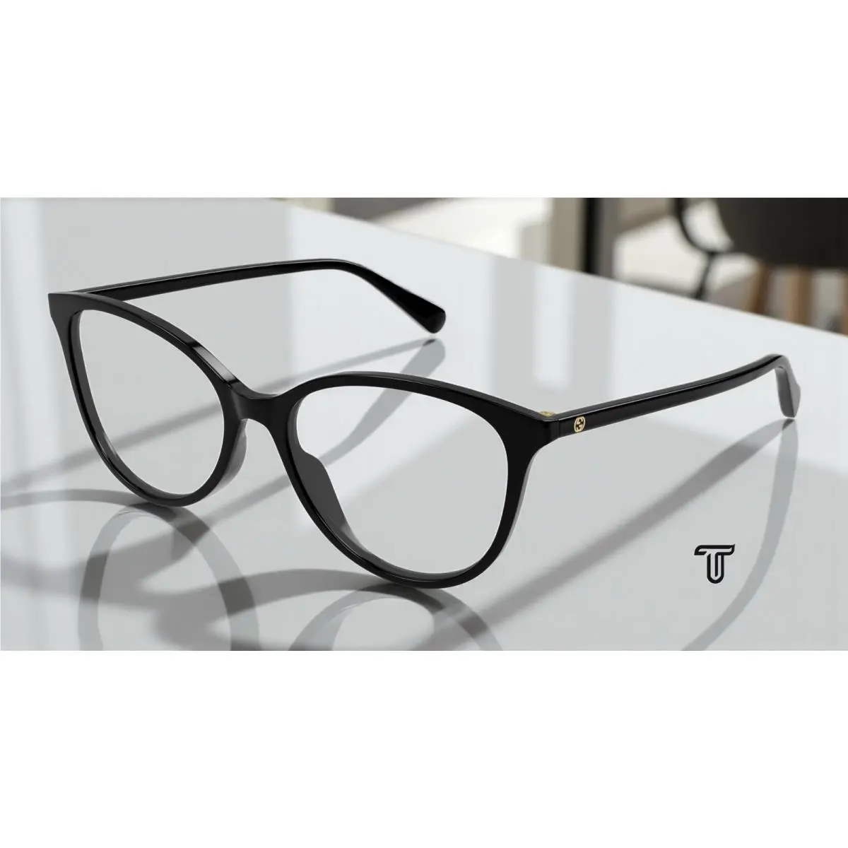GG1359O 001 Cat Eye Recycled Acetate Black 54 mm Women`s Eyeglasses by Gucci