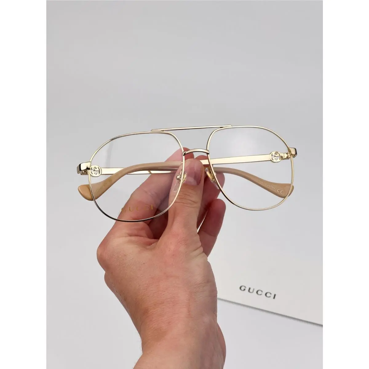 Gucci Women Eyeglasses Gold Demo Pilot GG1091O 002