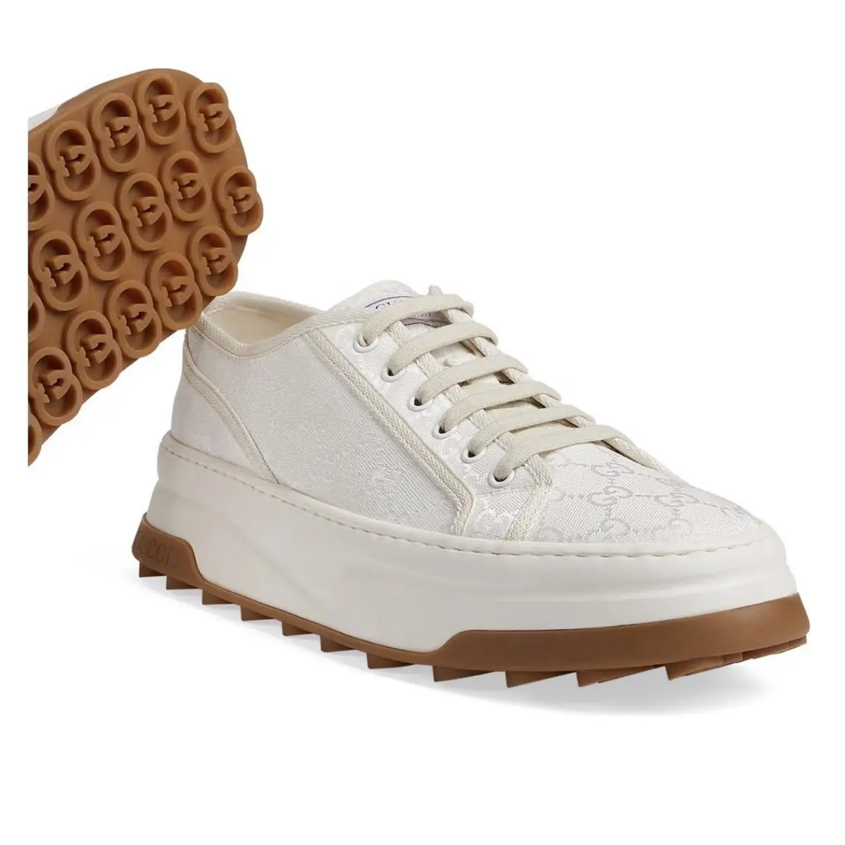 Gucci White Canvas Low Top Sneakers Shoes Men US 12.5
