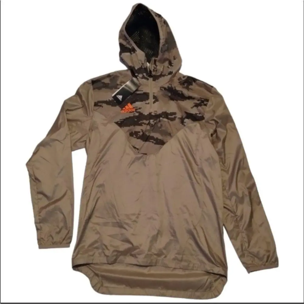 Adidas Performance Tan Adv Windbreaker Trace Khaki 1/4 Zip Hooded