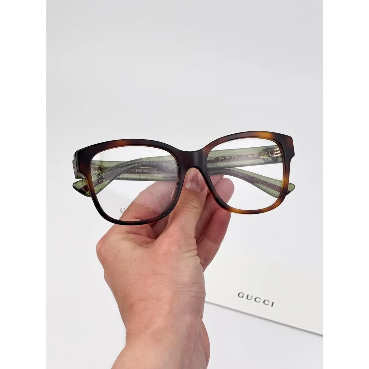 Women Eyeglasses Havana Demo Square GG0038O 002 by Gucci