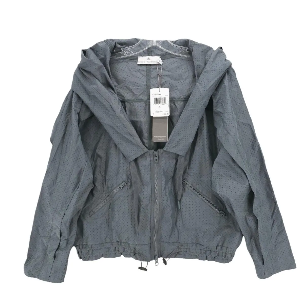 Stella Mccartney  Perforated Jacket Shadow Gray Hood Windbreaker Small by Adidas