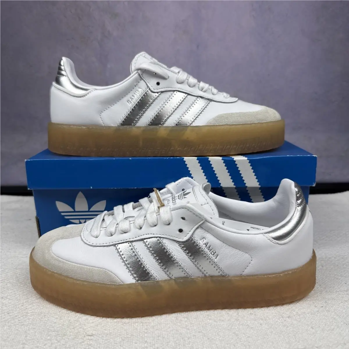 Adidas Sambae W Women`s Size 6 White Silver JQ8412