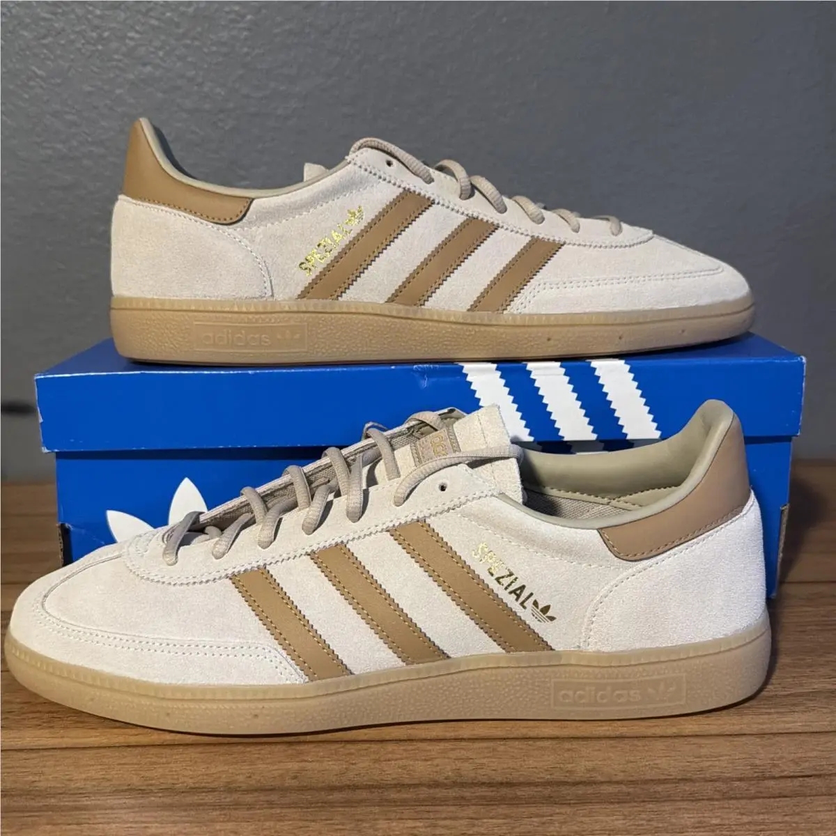 Adidas Handball Spezial Men’s Wonder Beige Cardboard Gum US Size 13