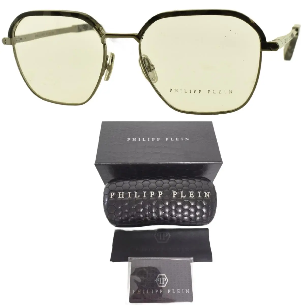 Philipp Plein VPP017 0568 Grey Tortoise Geometric Optical Frame Eyeglaasses