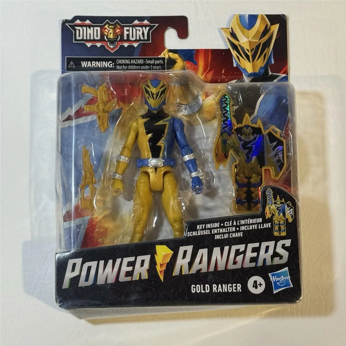 Power Rangers Dino Fury Gold Ranger 6-Inch Action Figure Toy F4500 Weapon