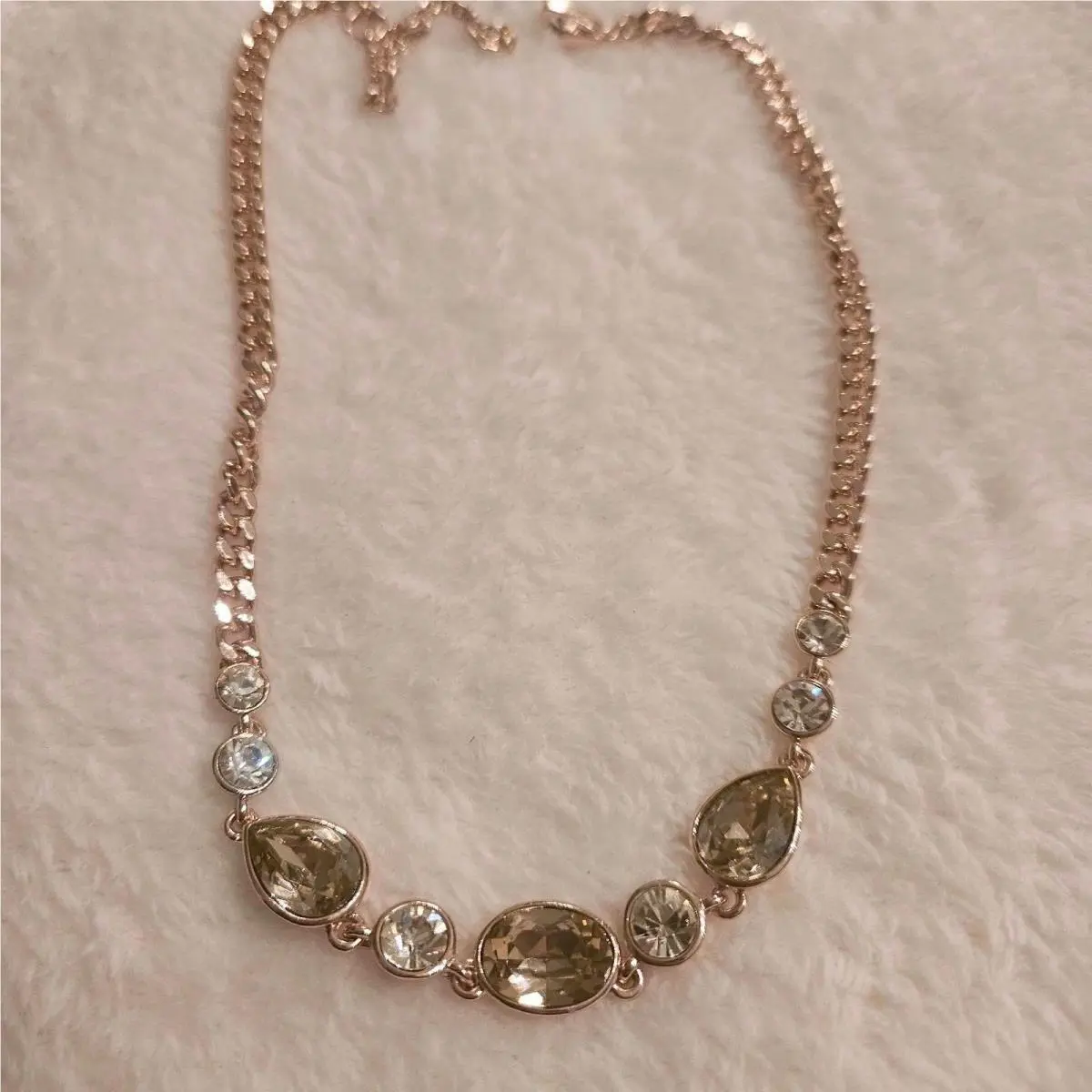 Rose Gold Crystal Necklace Champagne Clear 19 by Givenchy