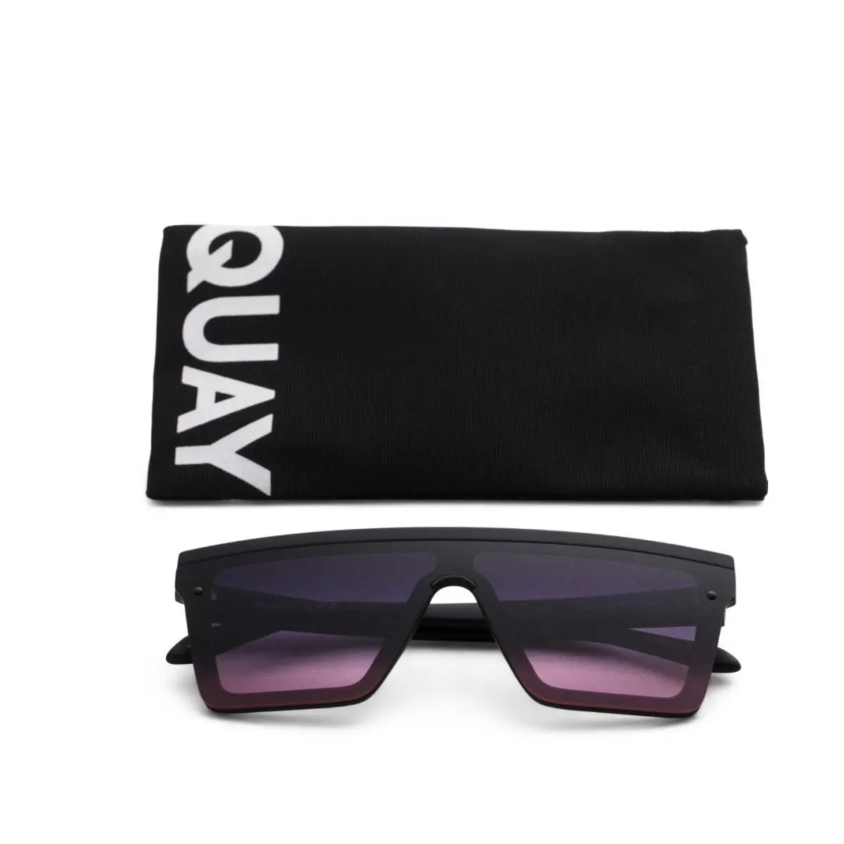 Quay Australia Hindsight Oversized Shield Sunglasses Black Pink