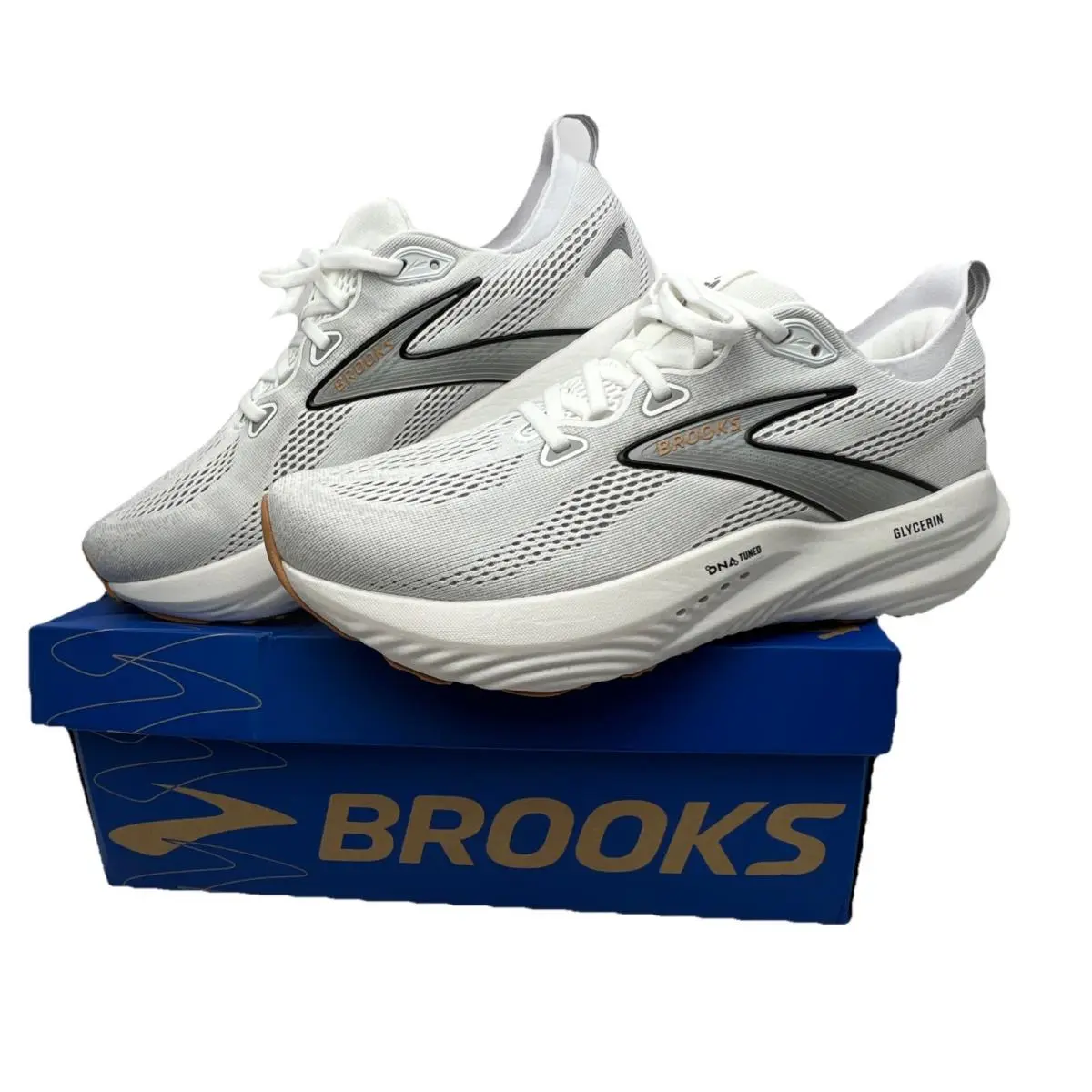 Brooks Glycerin 22 Neutral Running Shoe - Womens 10 Wide - White/grey/black