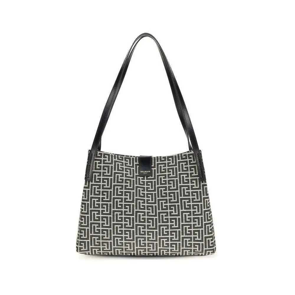 Black Cotton Shoulder Bag by Balmain