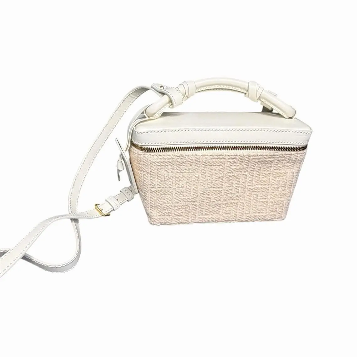Balmain B-army Vanity Case in Beige Monogram Canvas and Leather