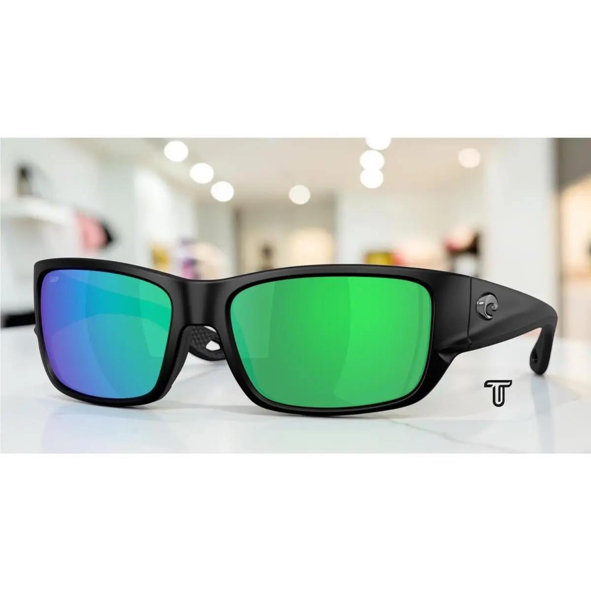 Costa 6S9132 913203 Schoolie Black Green Mirror Polarized 56mm Men`s Sunglasses