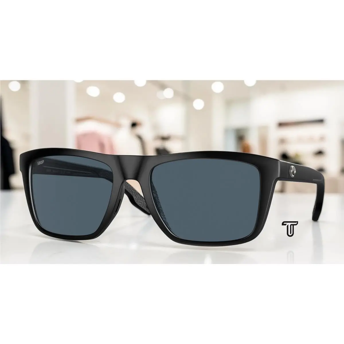 Costa 6S9107 910708 Mainsail Mt. Black Gray 580p Polarized 55mm Men`s Sunglasses - Frame: Matte Black, Lens: Gray 580p