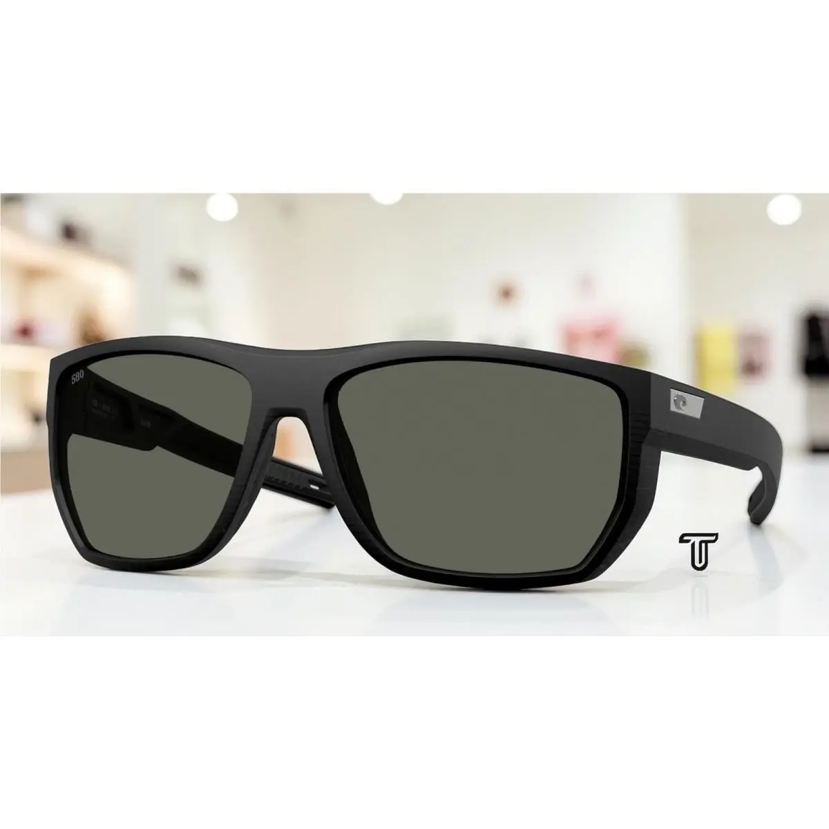 Costa 6S9085 908505 Santiago Netplus Black Gray Polarized 63mm Men`s Sunglasses - Frame: Netplus Black, Lens: Gray