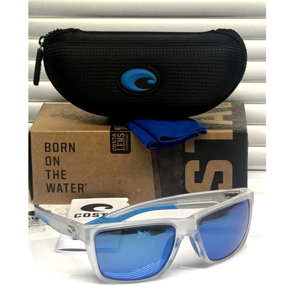 Costa 6S9120 15 Broadbill Ii Clear Blue Mirror Polarized 58 mm Men`s Sunglasses - Frame: Matte Clear, Lens: Blue Mirror