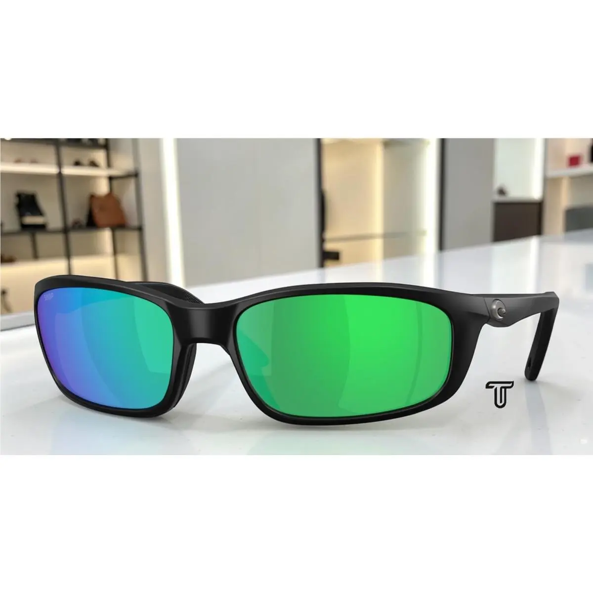 Costa 6S9134 913403 Brine Ii Black Green Mirror Polarized 59 mm Men`s Sunglasses - Frame: Matte Black, Lens: Green Mirror