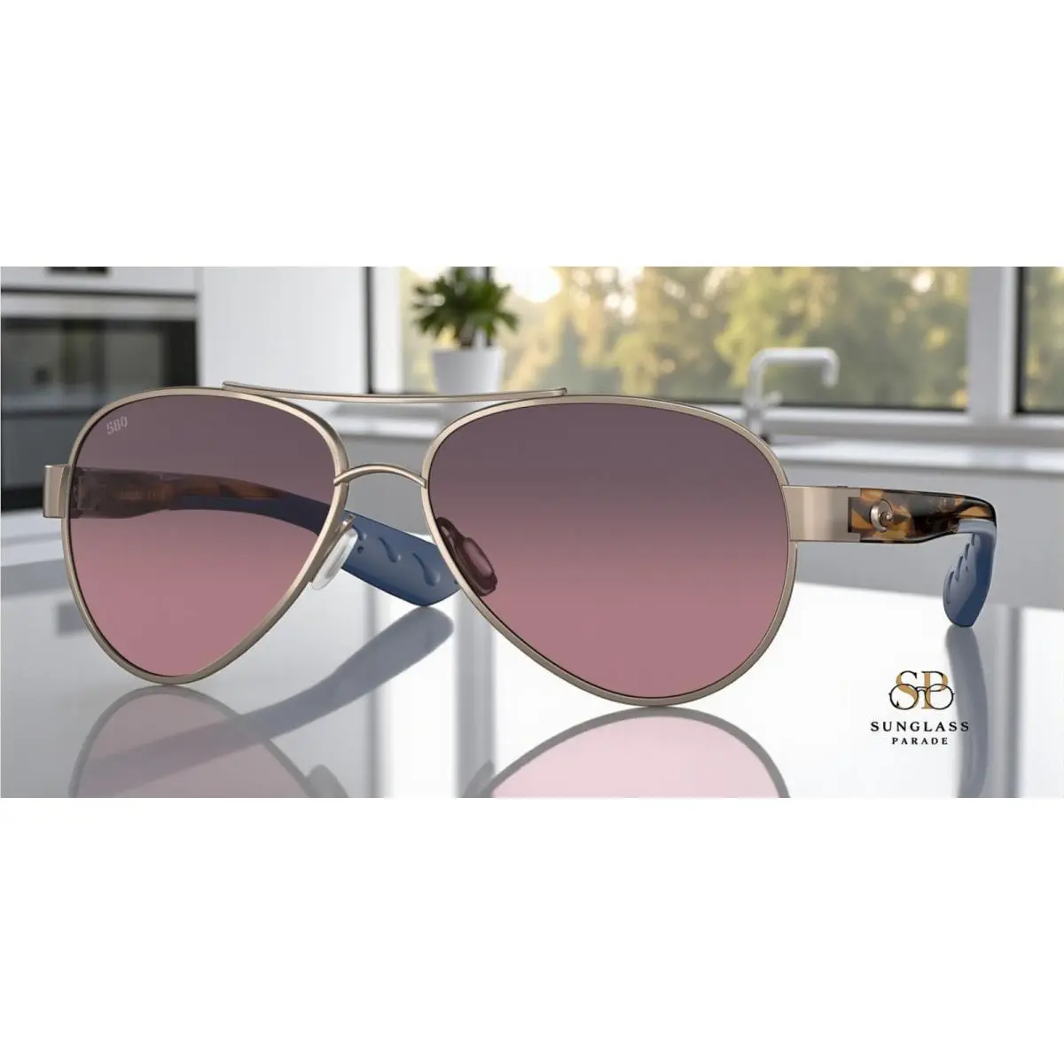 Costa 6S4006 400635 Loreto Golden Pearl Rose Gradient Polar 56 mm Women Sunglass