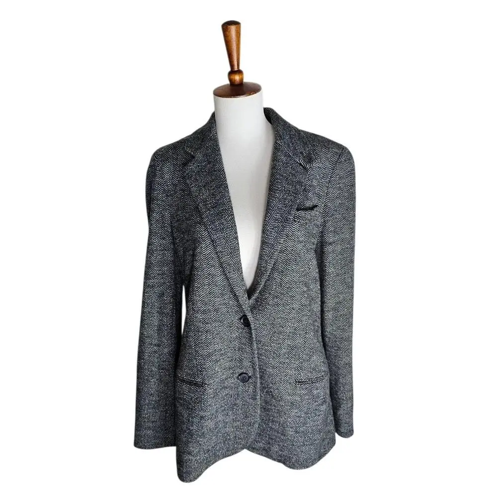 Vince Wool Herringbone Tweed Gray Carrer Work Blazer Jacket 10 by Rag & Bone