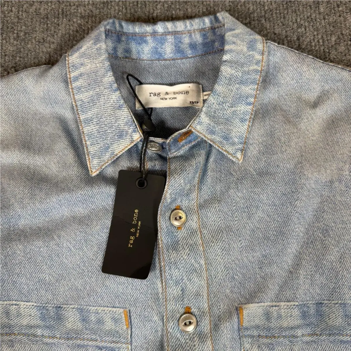Rag Bone Tulip Liquid Miramar Denim Print Shirt Dress XS WCW22P3000KJ00