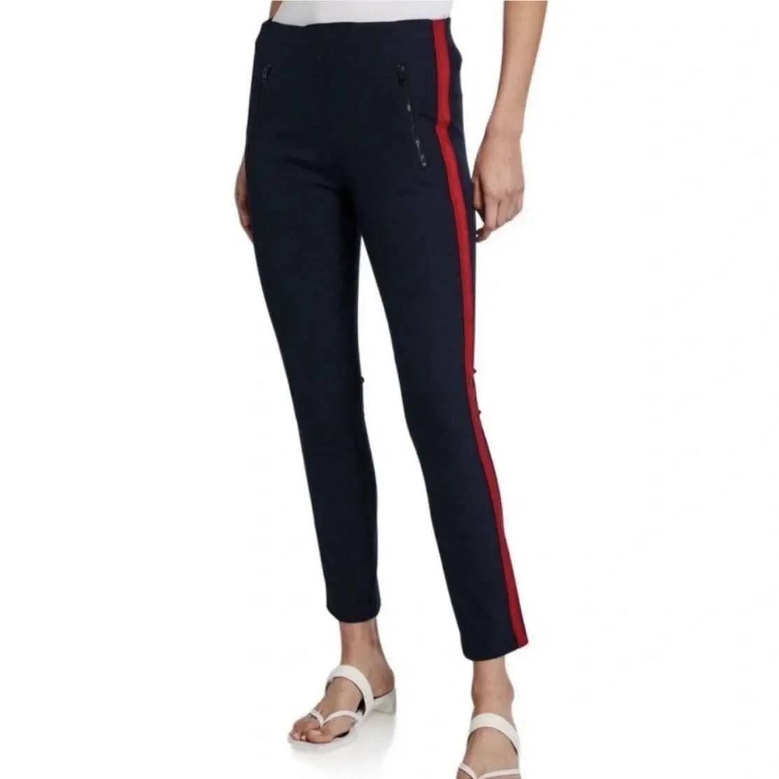 Rag Bone Pants Sz 14 32x28 Simone Navy Red Side Stripe Ponte Stretch by Rag & Bone