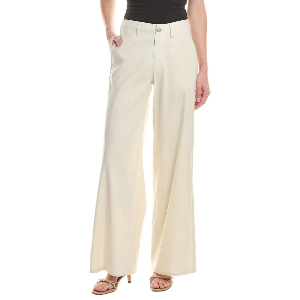Rag Bone Serena Linen Blend Wide Leg Trouser IN Pale Tan Size 10 by Rag & Bone