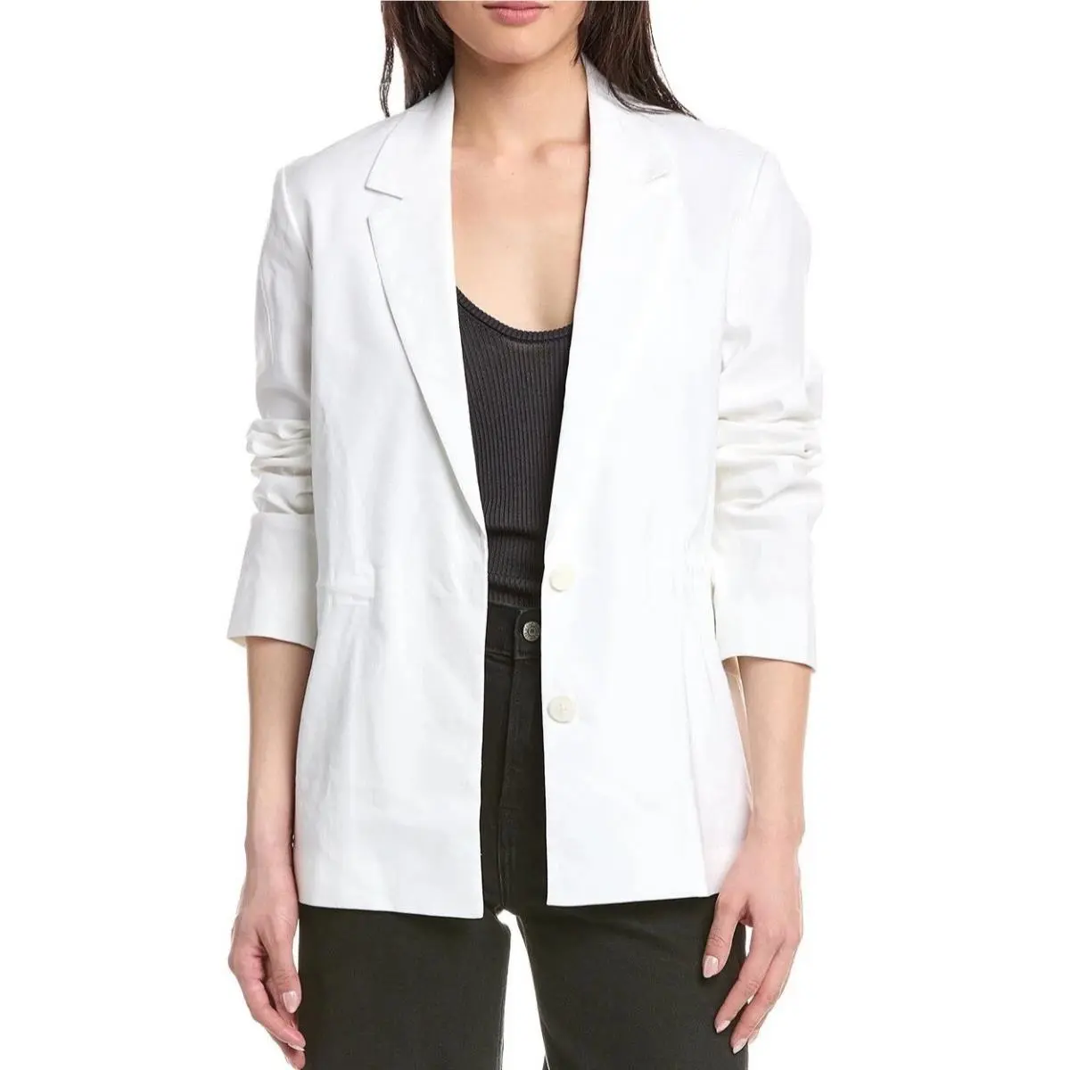 Rag Bone Size 10 Spencer Linen Blazer White Notch Lapel Drawstring