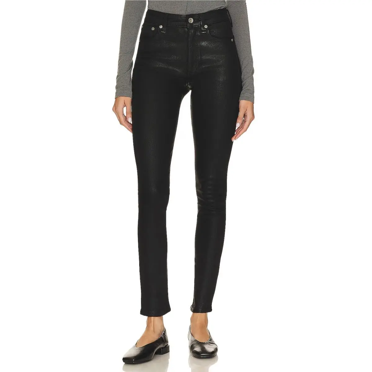 Rag Bone Nina High Rise Skinny in Coated Black Stretch Jeans 26